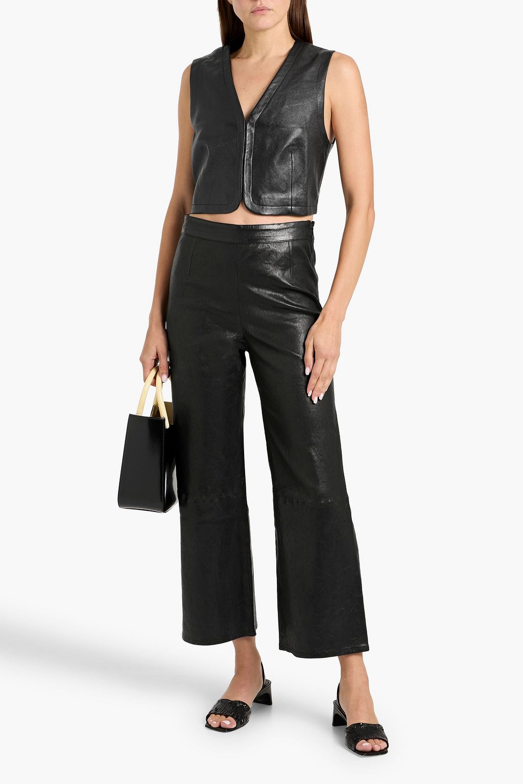 FRAME Cropped leather vest