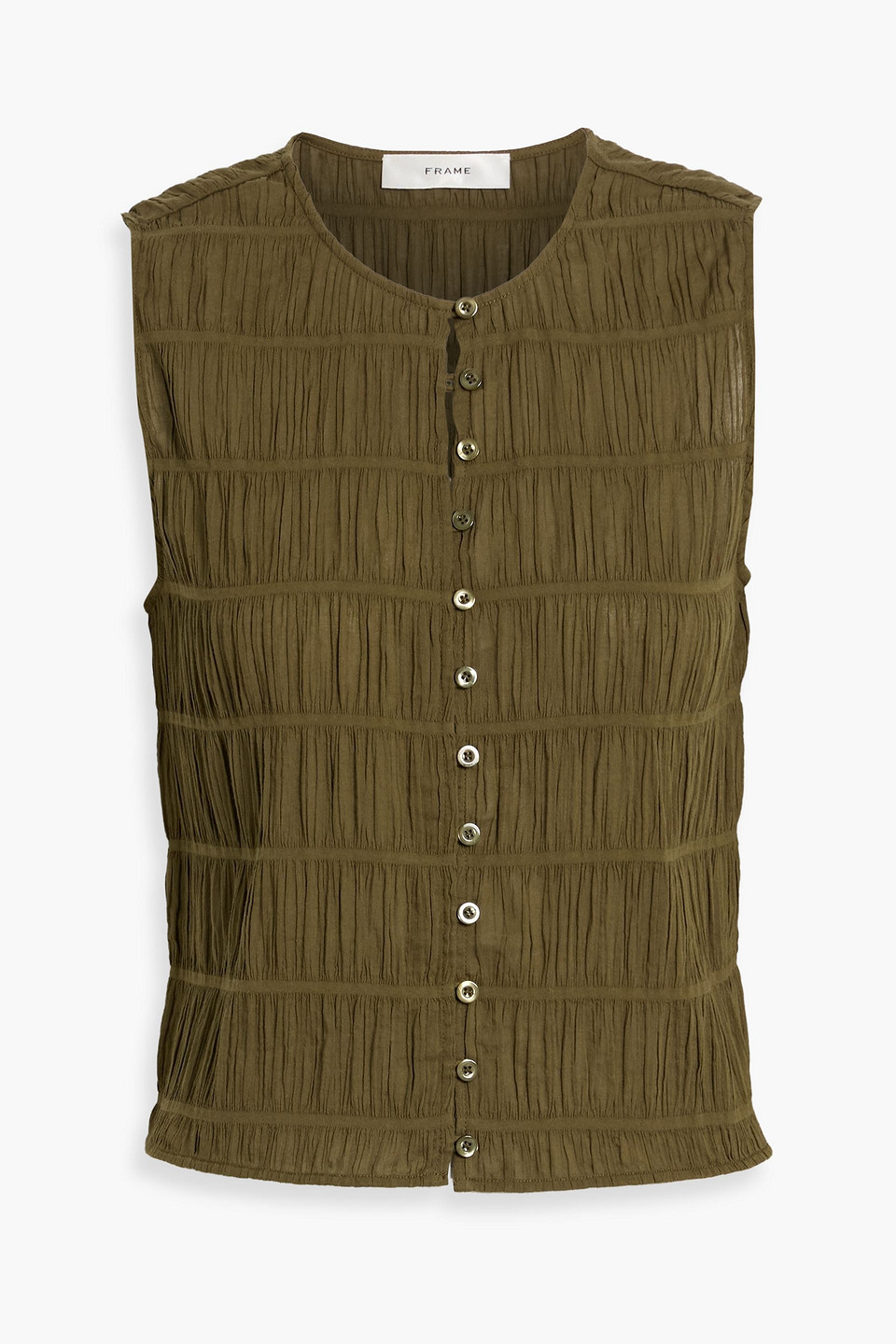 Frame The Smocked Cotton-blend Tank In Animal Print