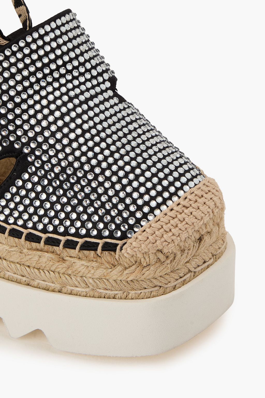 STELLA MCCARTNEY حذاء إسبادريل من الساتان بكعب ويدج مزين بالكريستال