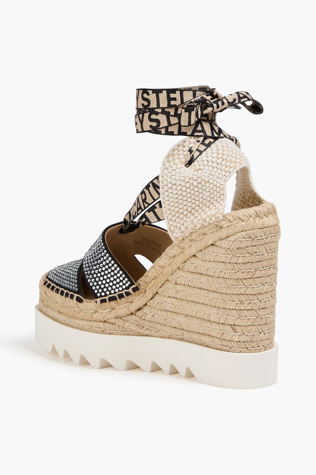 STELLA MCCARTNEY حذاء إسبادريل من الساتان بكعب ويدج مزين بالكريستال