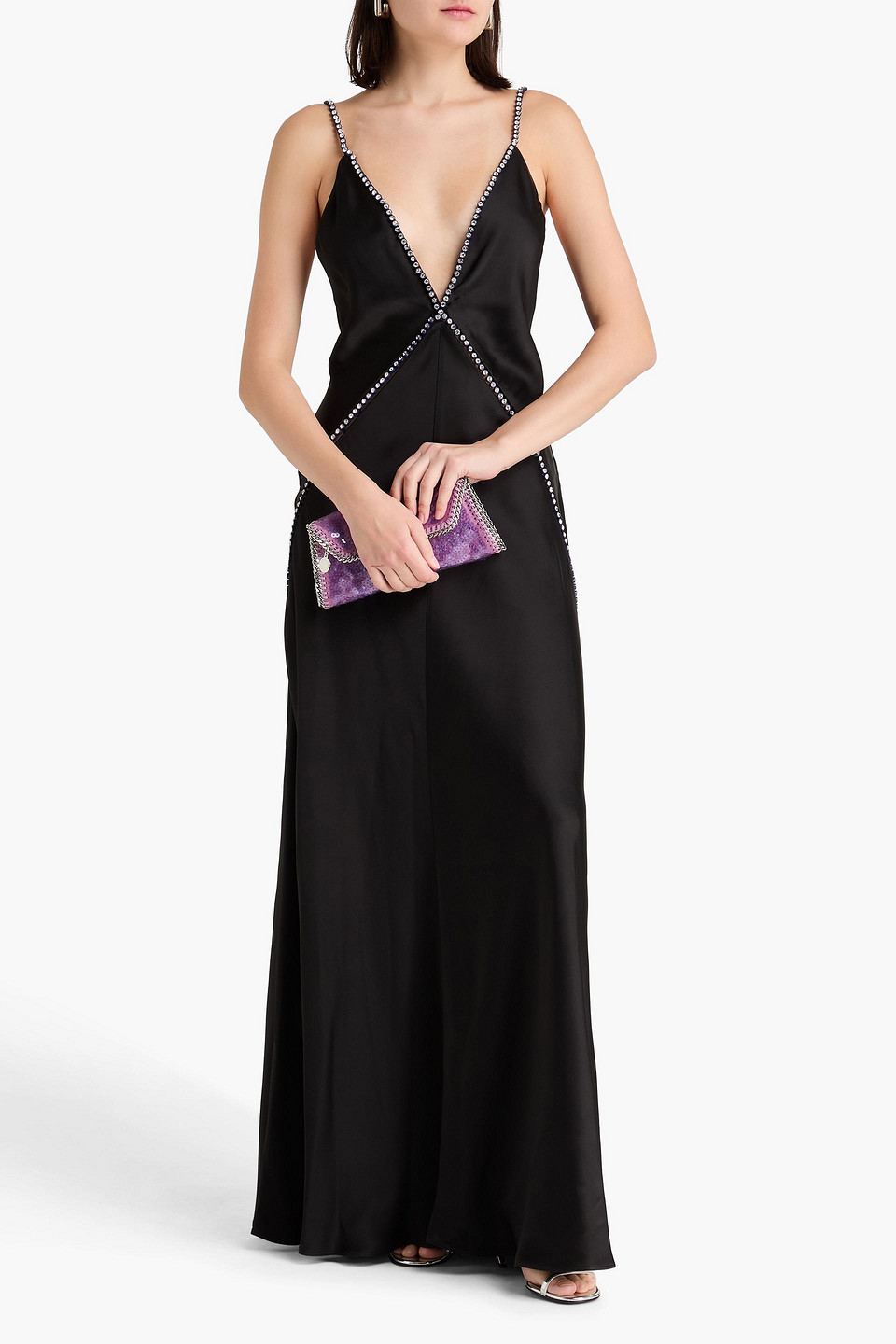  Stella Mccartney - Crystal-embellished Satin-crepe Gown - Schwarz - It 46 