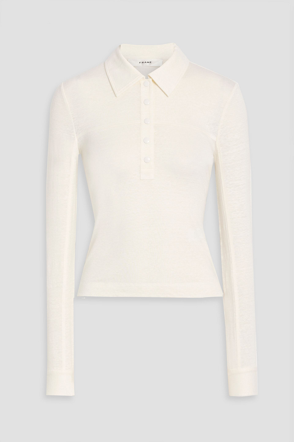Frame Linen-blend Jersey Polo Shirt In White