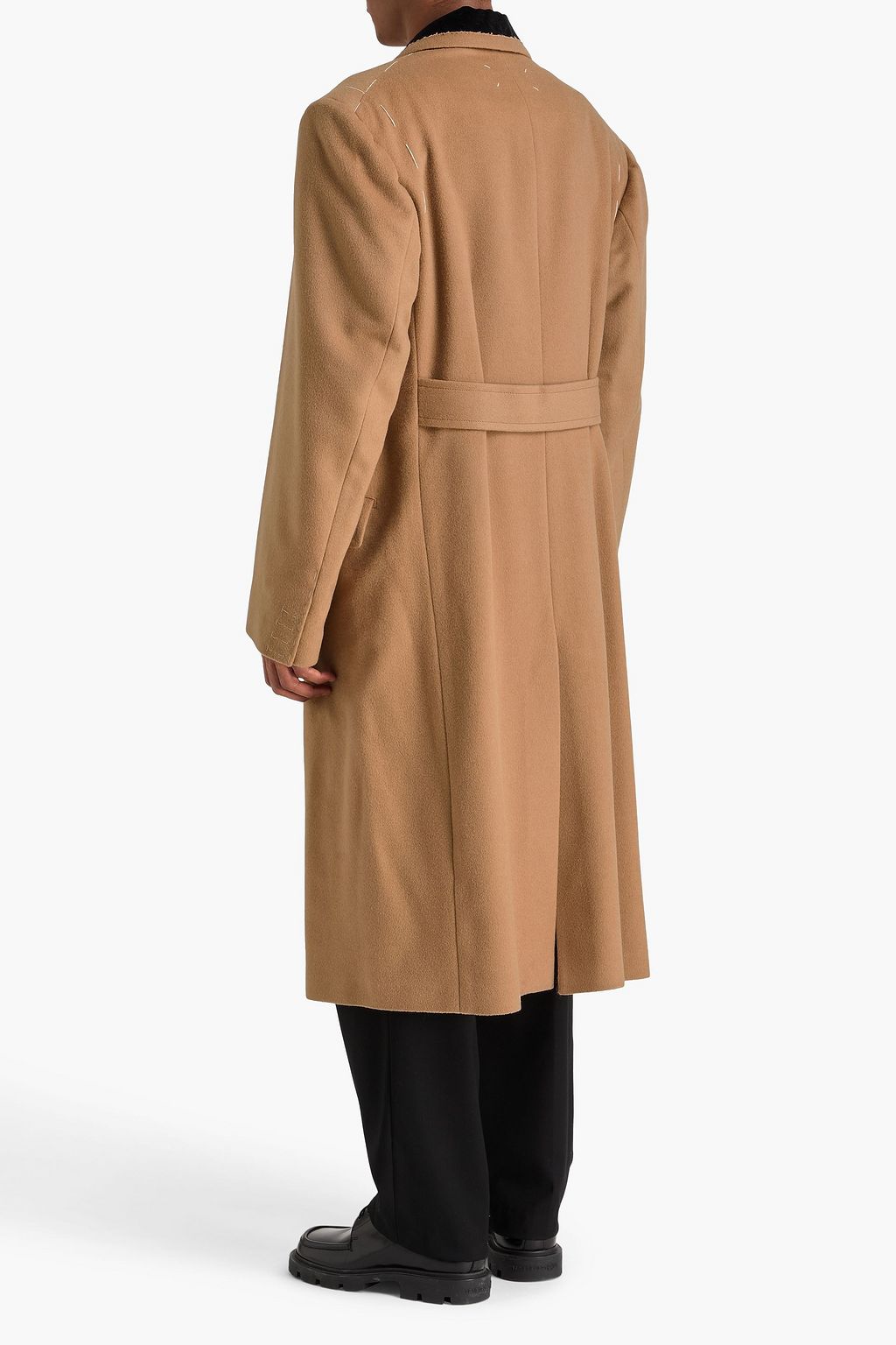 MAISON MARGIELA Double-breasted velvet-trimmed wool and camel-blend felt coat