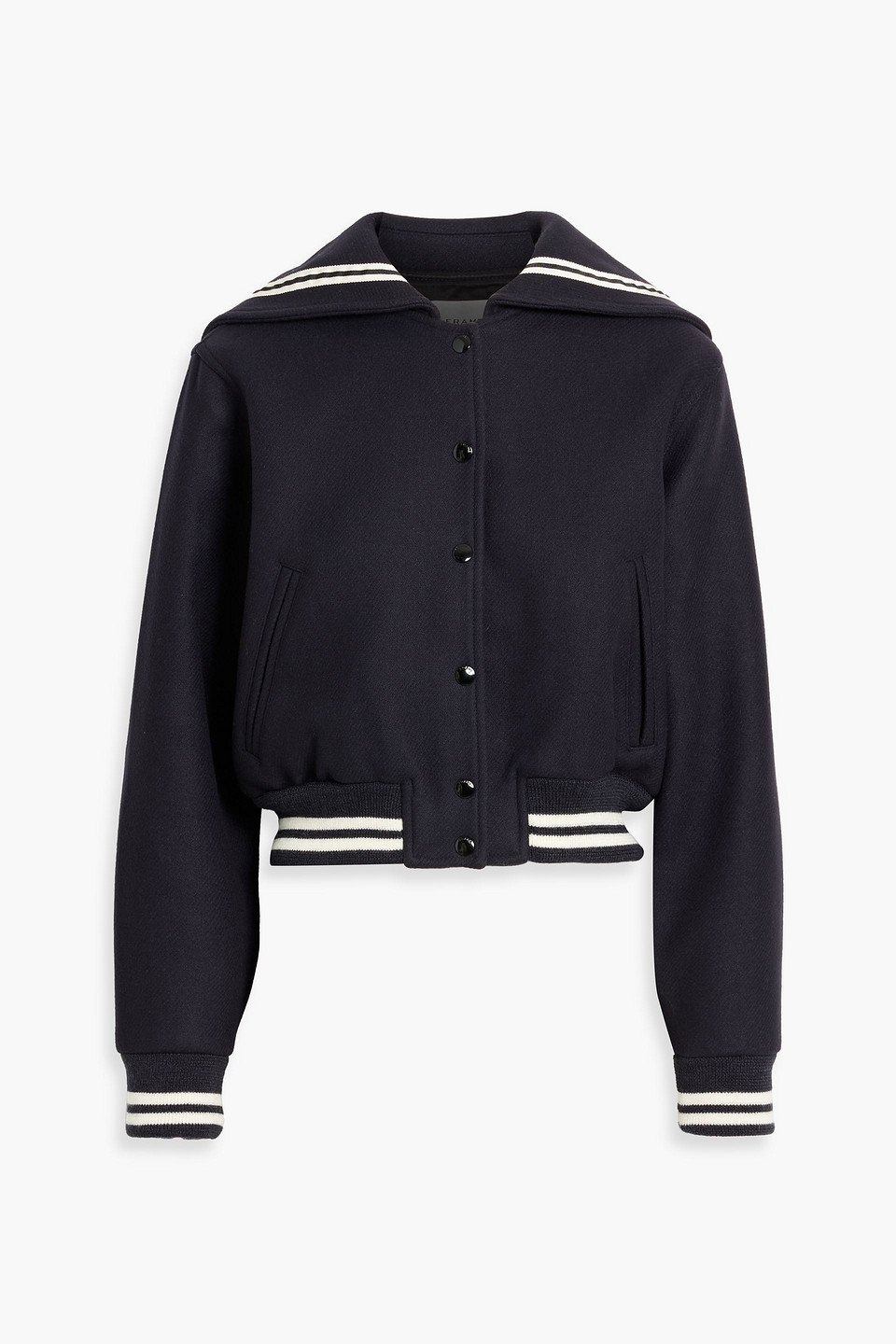 Frame The Varsity Wool-blend Twill Bomber Jacket In Blue