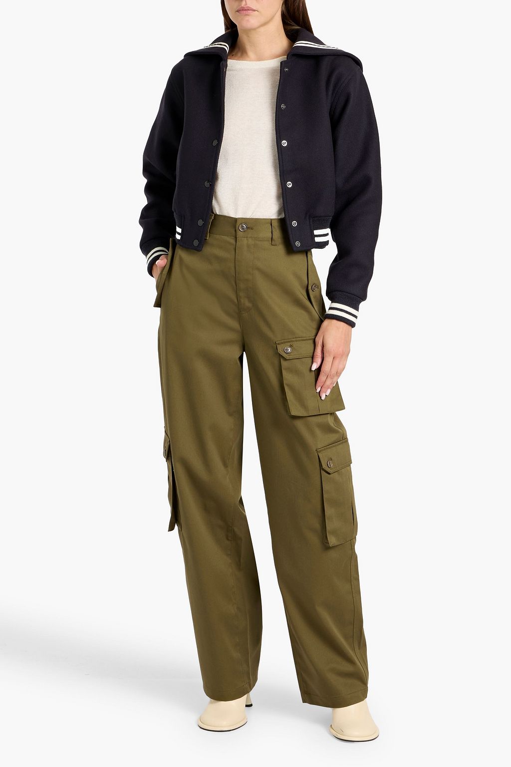 FRAME The Varsity wool-blend twill bomber jacket