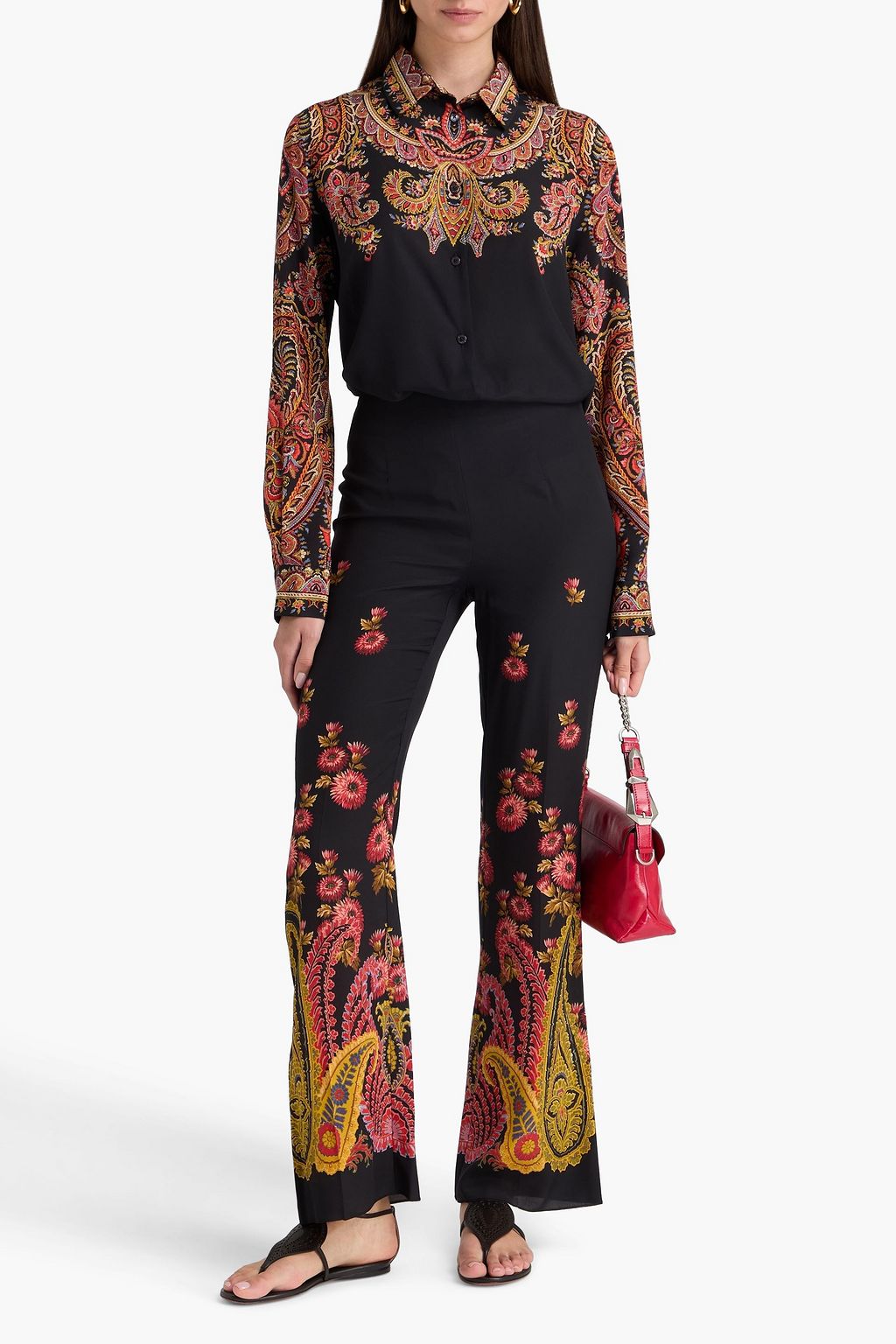 ETRO Paisley-print silk crepe de chine flared pants