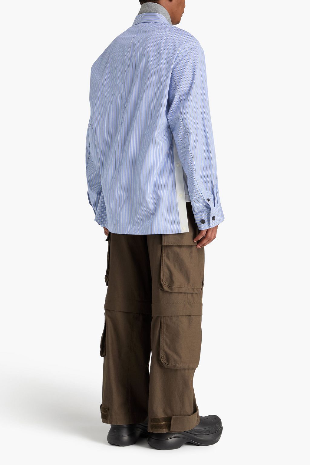 SACAI Striped cotton-poplin shirt