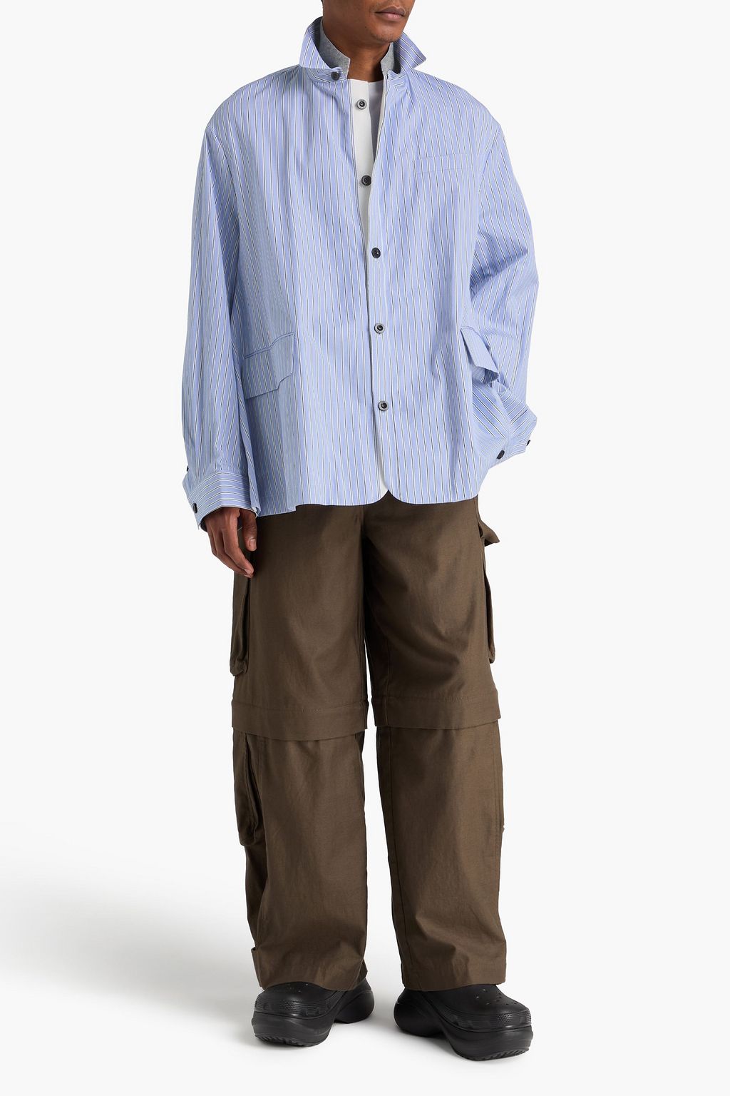 SACAI Striped cotton-poplin shirt