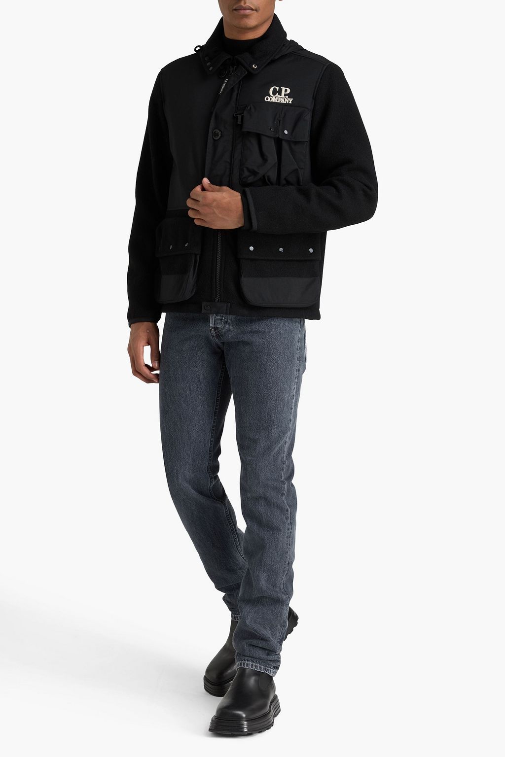 C.P. COMPANY Embroidered shell-paneled wool-felt field jacket