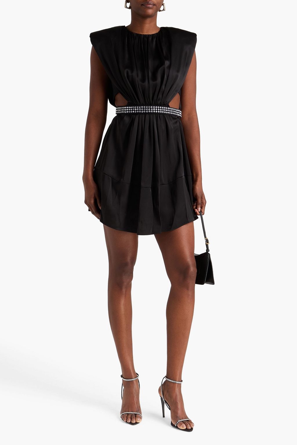 STELLA MCCARTNEY Cutout crystal-embellished satin-crepe mini dress