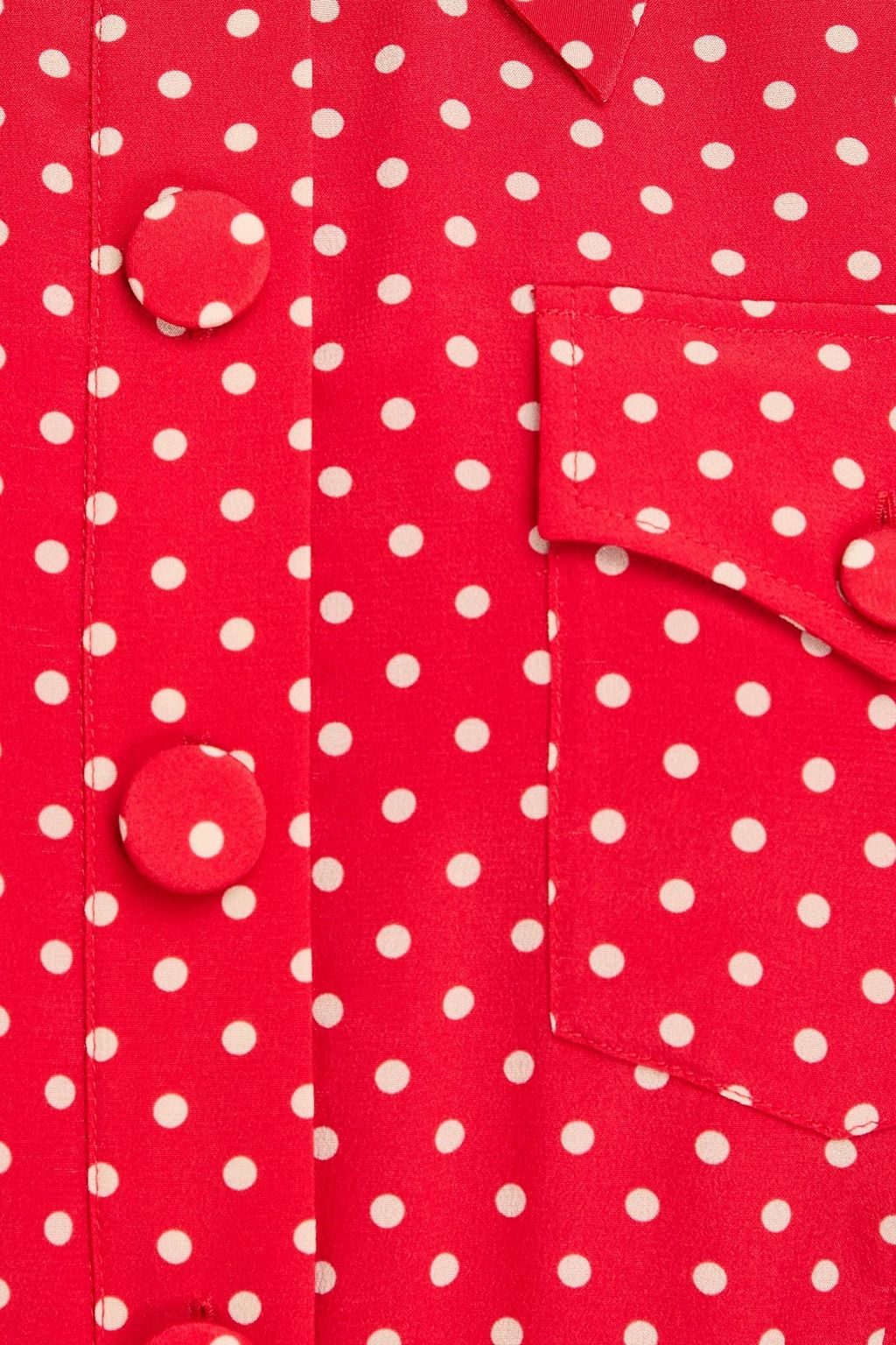 alessandra rich red polka dot dress Polka-dot silk-crepe de chine midi shirt dress - red