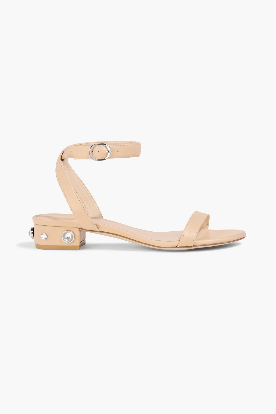 Stuart Weitzman Dancer Allshine 25 Crystal-embellished Leather Sandals In Pink