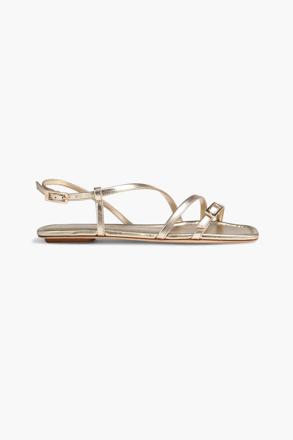 Stuart Weitzman Georgie Metallic Leather Sandals In Gold