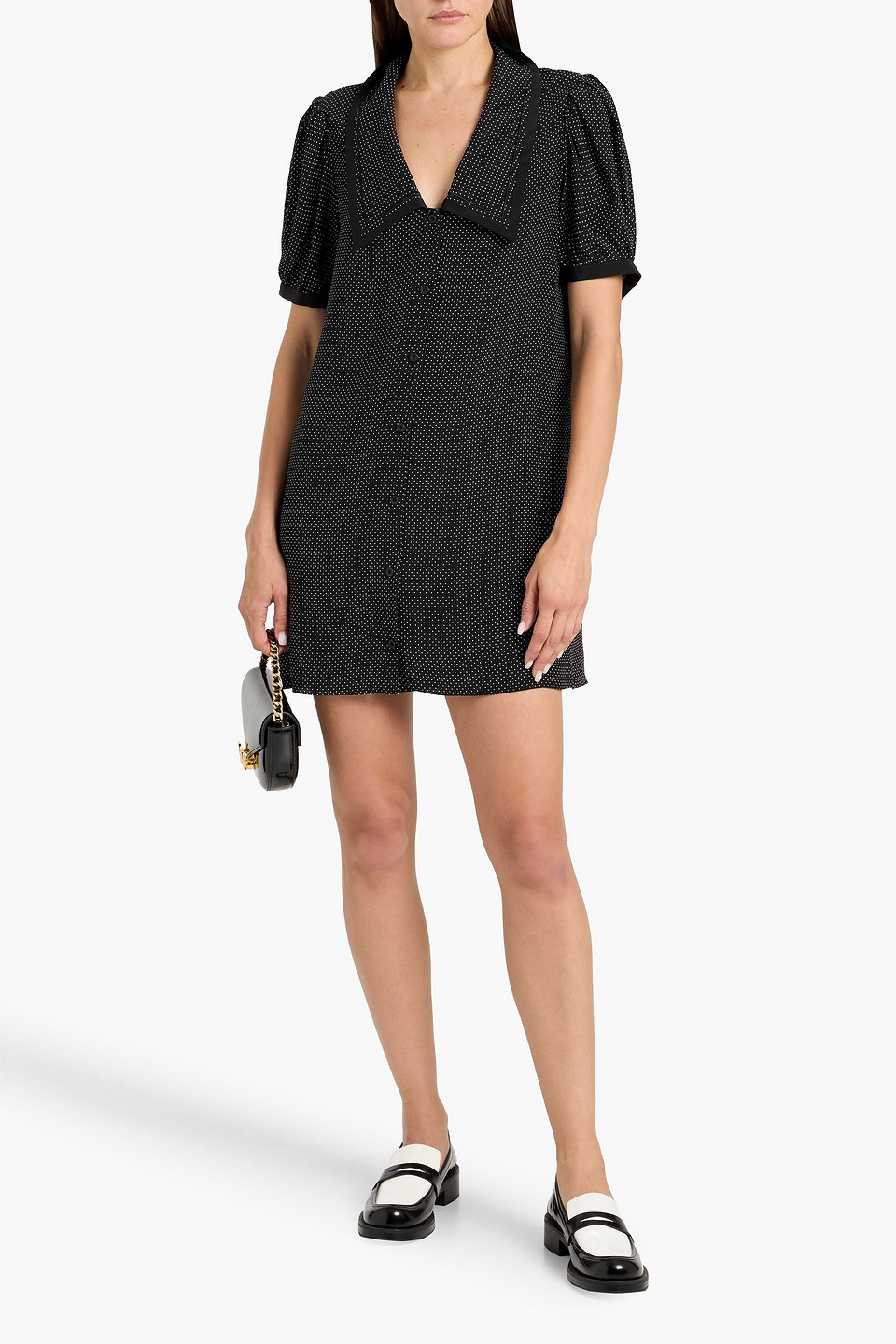 Frame The Sailor Polka-dot Silk Crepe De Chine Mini Dress In Animal Print