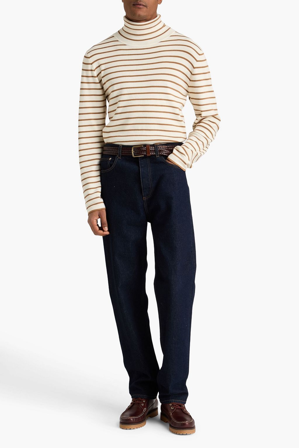 TOD'S Striped cotton and cashmere-blend turtleneck sweater
