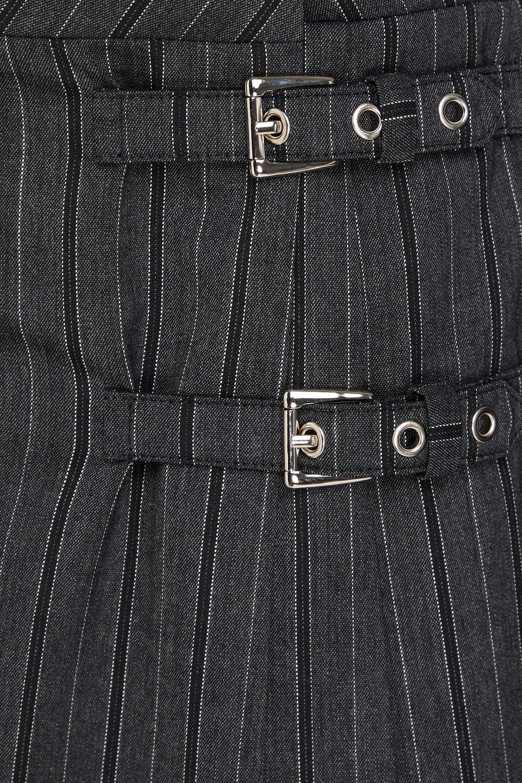 ALESSANDRA RICH Pinstriped wool-blend mini wrap skirt