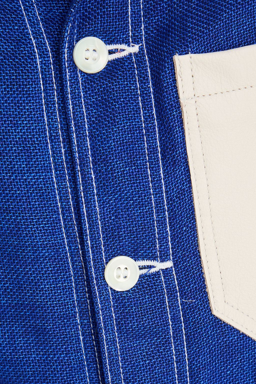 JUNYA WATANABE COMME DES GARÇONS Leather-paneled linen and cotton-blend twill jacket