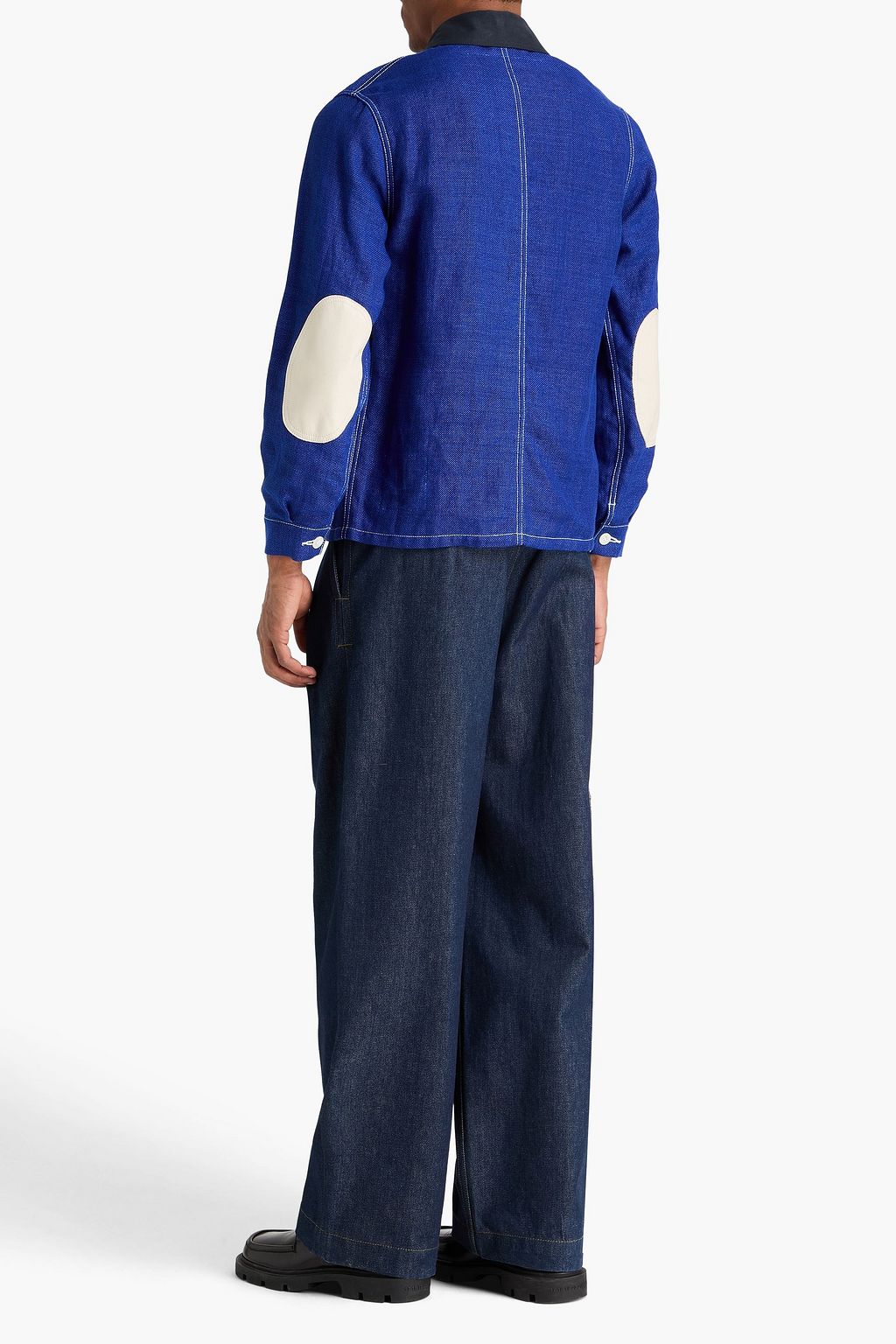 JUNYA WATANABE COMME DES GARÇONS Leather-paneled linen and cotton-blend twill jacket