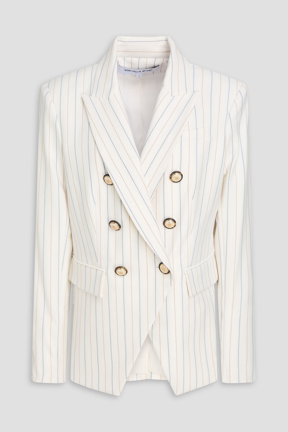 veronica beard - miller dickey double-breasted pinstriped twill blazer - white - us 0
