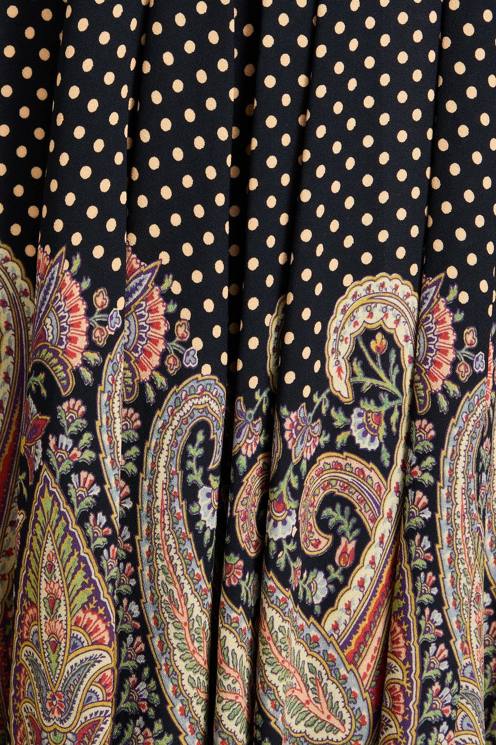 ETRO فستان قصير من الكريب مزين بطبعات وبكسرات