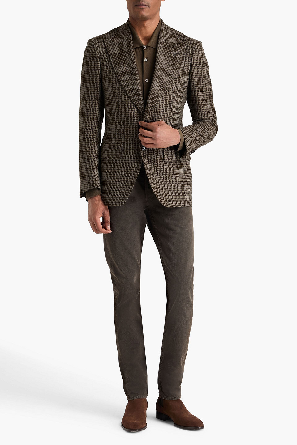  Tom Ford - Blazer Aus Tweed Mit Hahnentrittmuster - Braun - It 50 