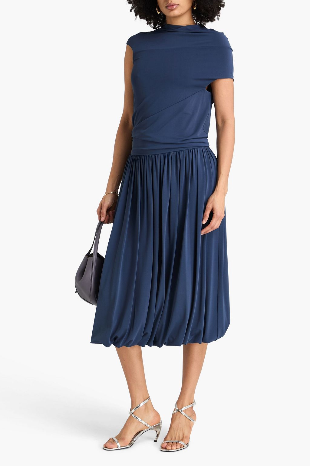 JIL SANDER Draped jersey midi dress