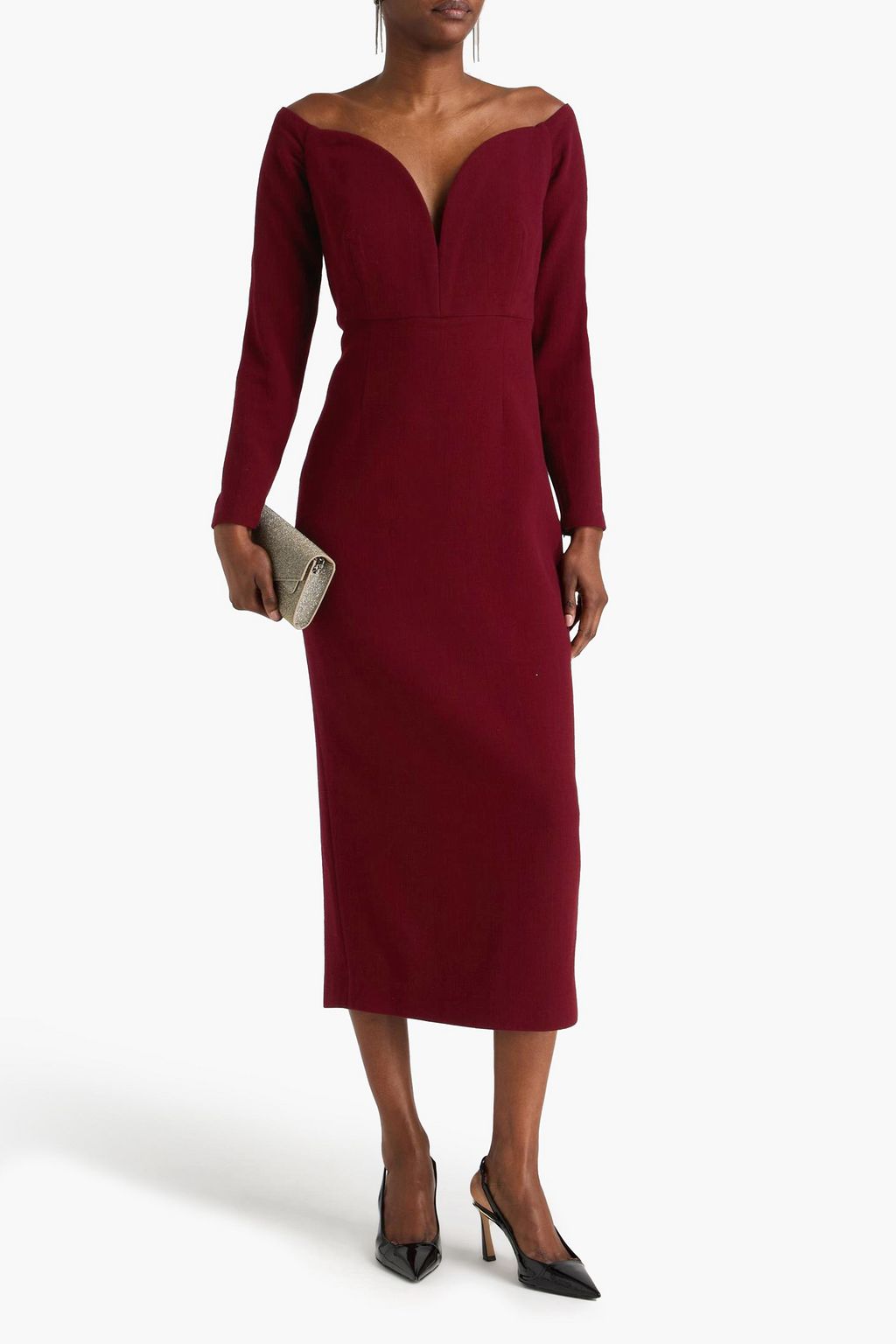 ROLAND MOURET Wool-crepe midi dress