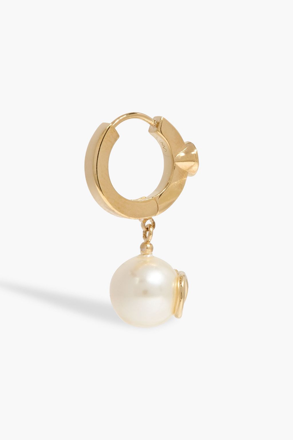 VALENTINO GARAVANI VLOGO gold-tone, faux pearl and crystal hoop earrings