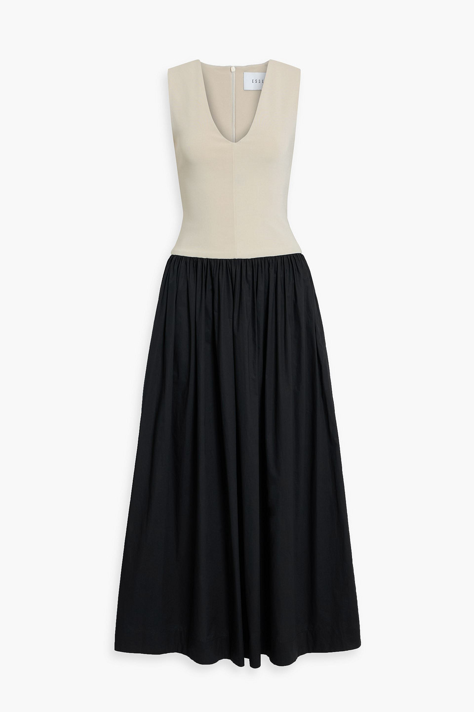 Esse Studios Two-tone Stretch-knit And Cotton-poplin Maxi Dress In Neutral