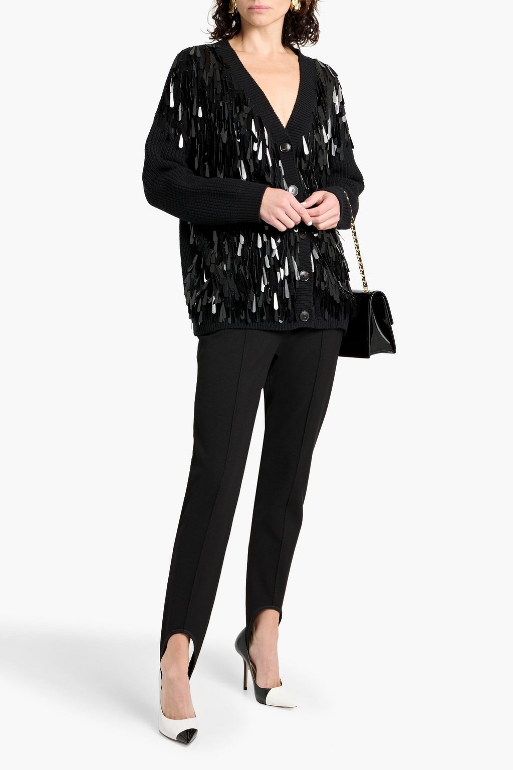 VALENTINO GARAVANI Sequin-embellished ribbed wool cardigan