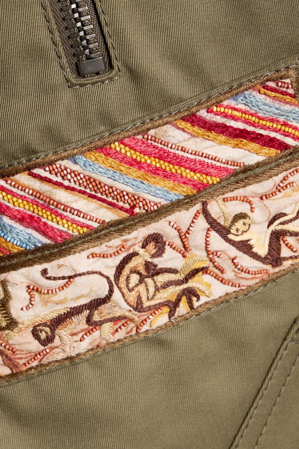 VALENTINO GARAVANI Appliquéd cotton-twill hooded jacket