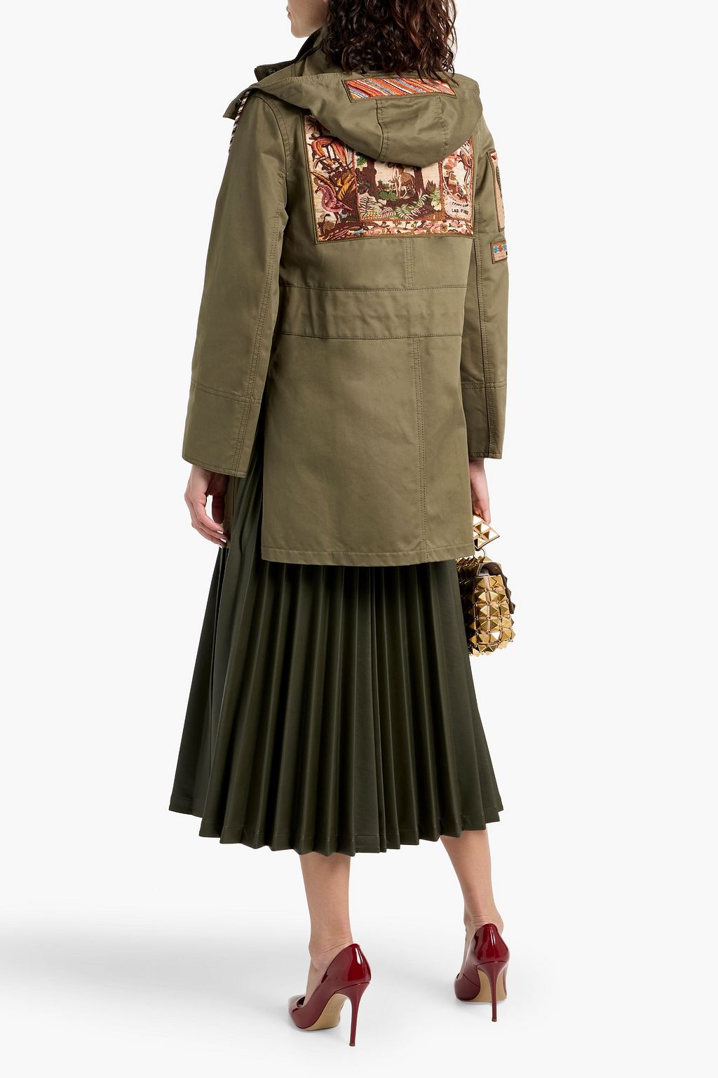 VALENTINO GARAVANI Appliquéd cotton-twill hooded jacket