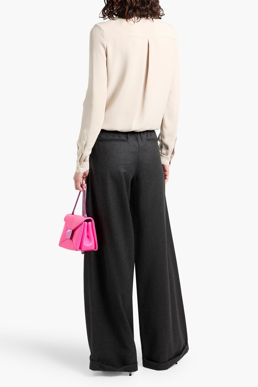 VALENTINO GARAVANI Wool and cashmere-blend flannel wide-leg pants
