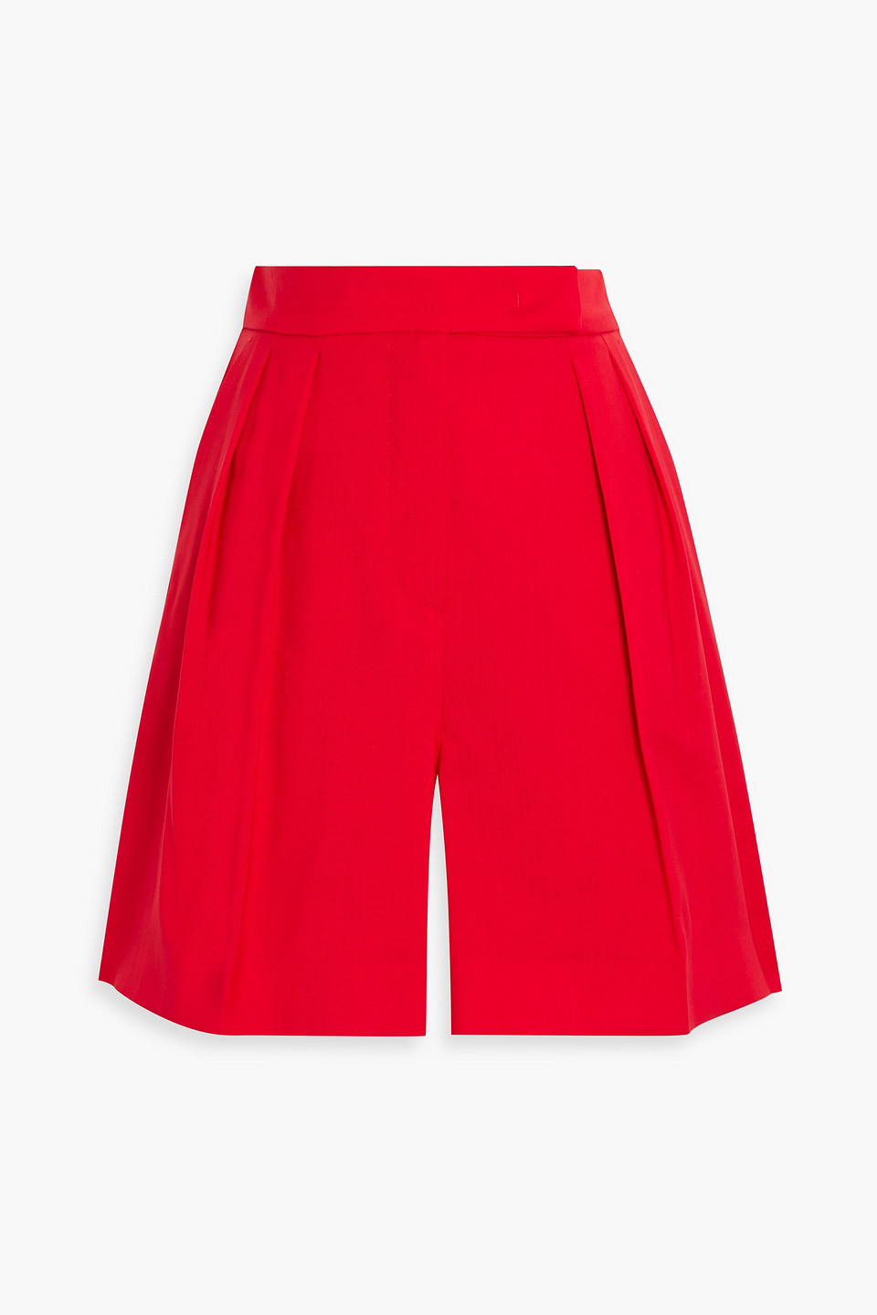 Max Mara Jessica Pleated Wool-crepe Shorts In Red