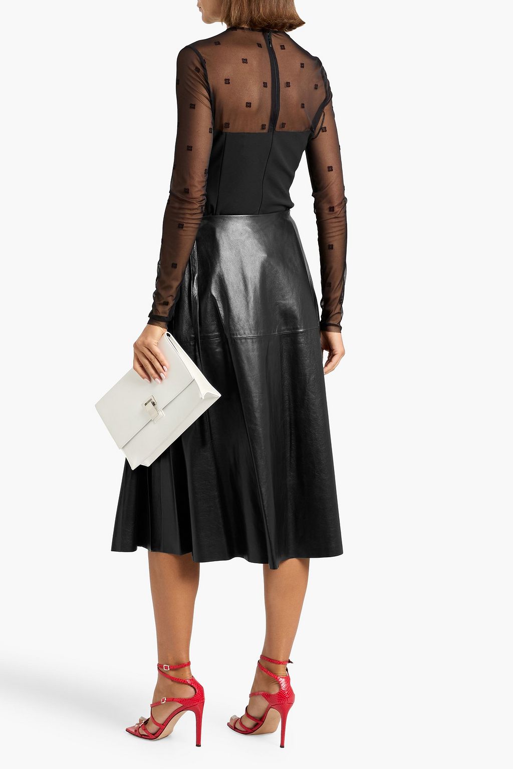 VALENTINO GARAVANI Pleated leather midi wrap skirt