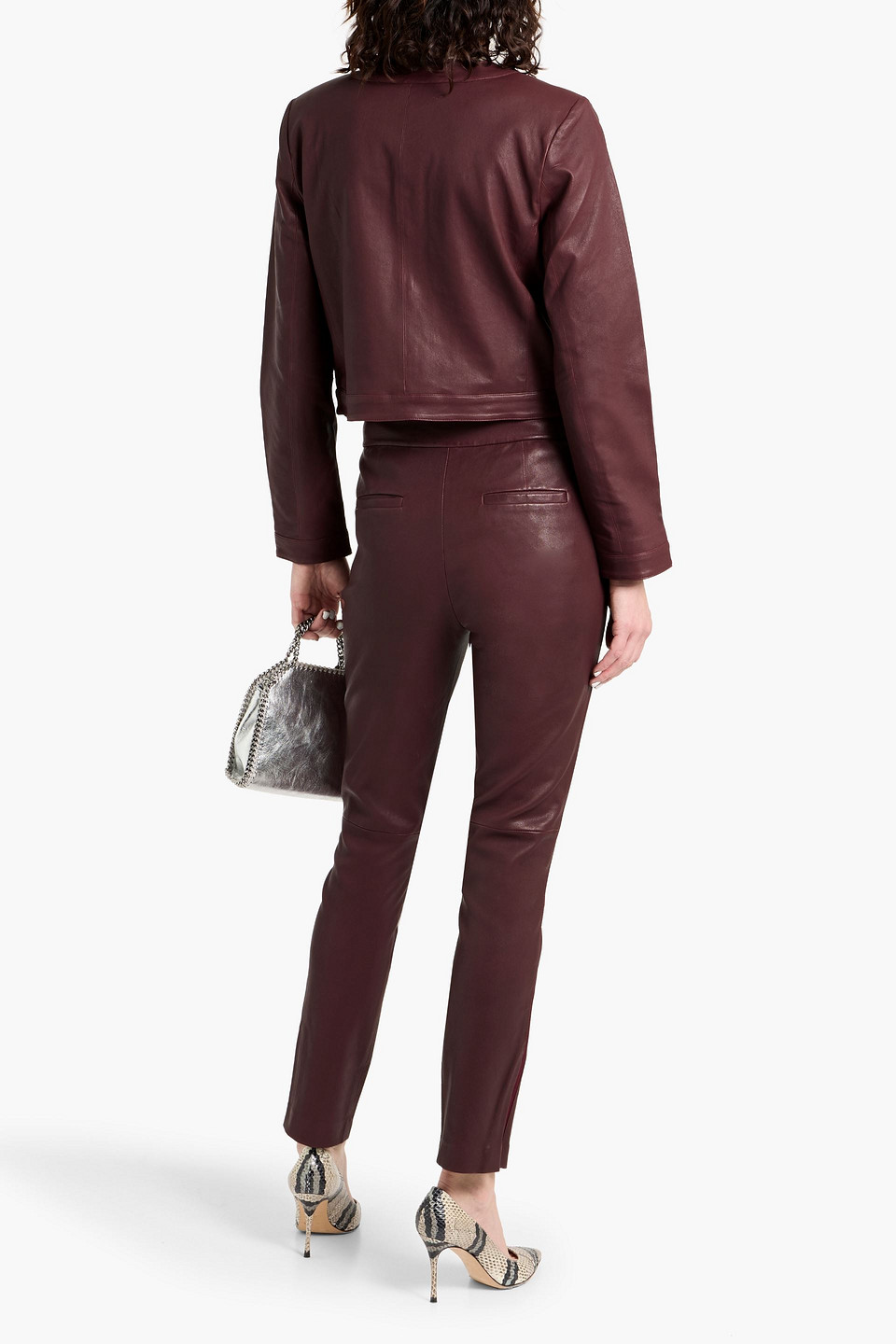 Derek Lam 10 Crosby Thessaly Leather Skinny Pants In Burgundy