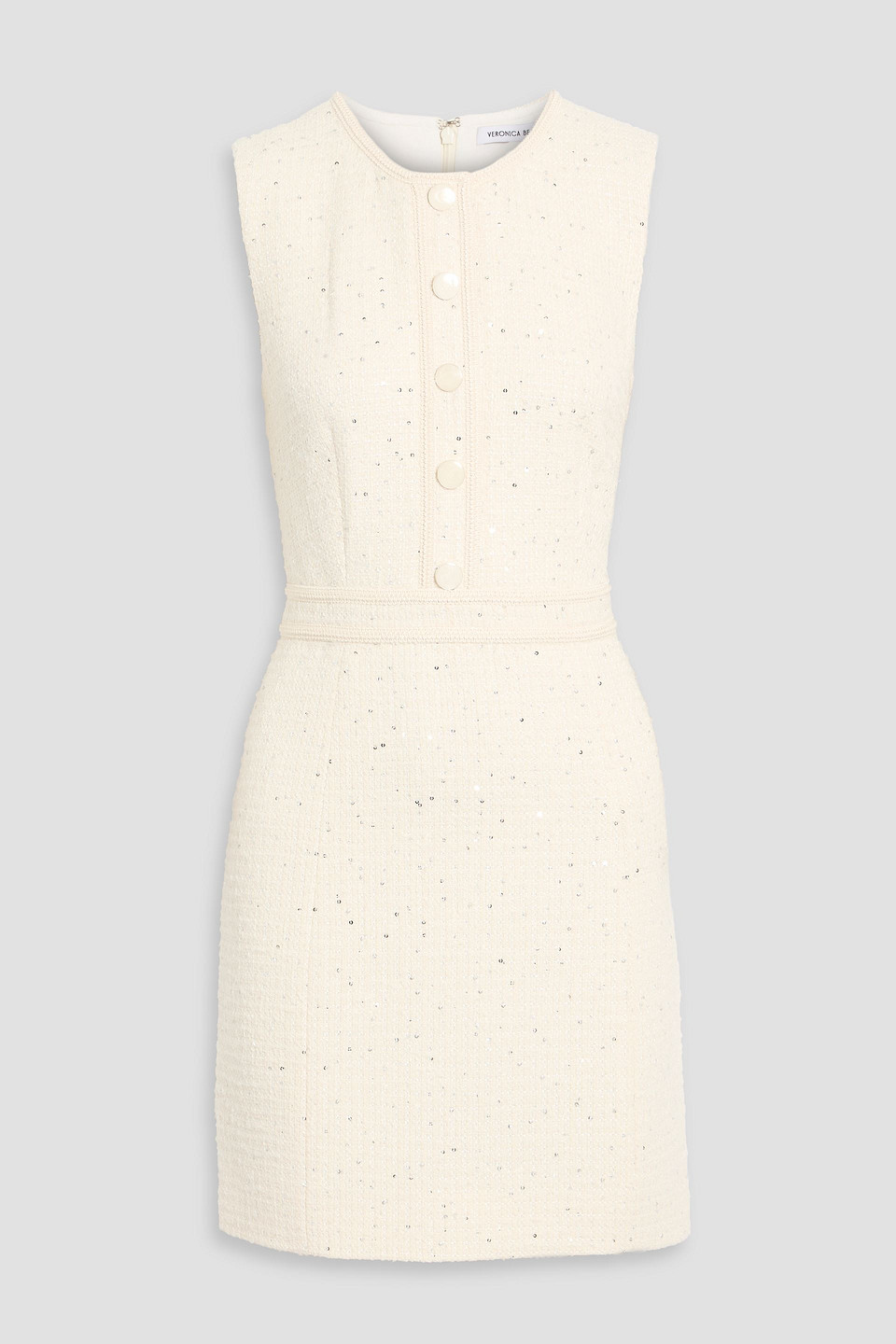 Veronica Beard Julie Embellished Cotton-blend Tweed Mini Dress In Neutral