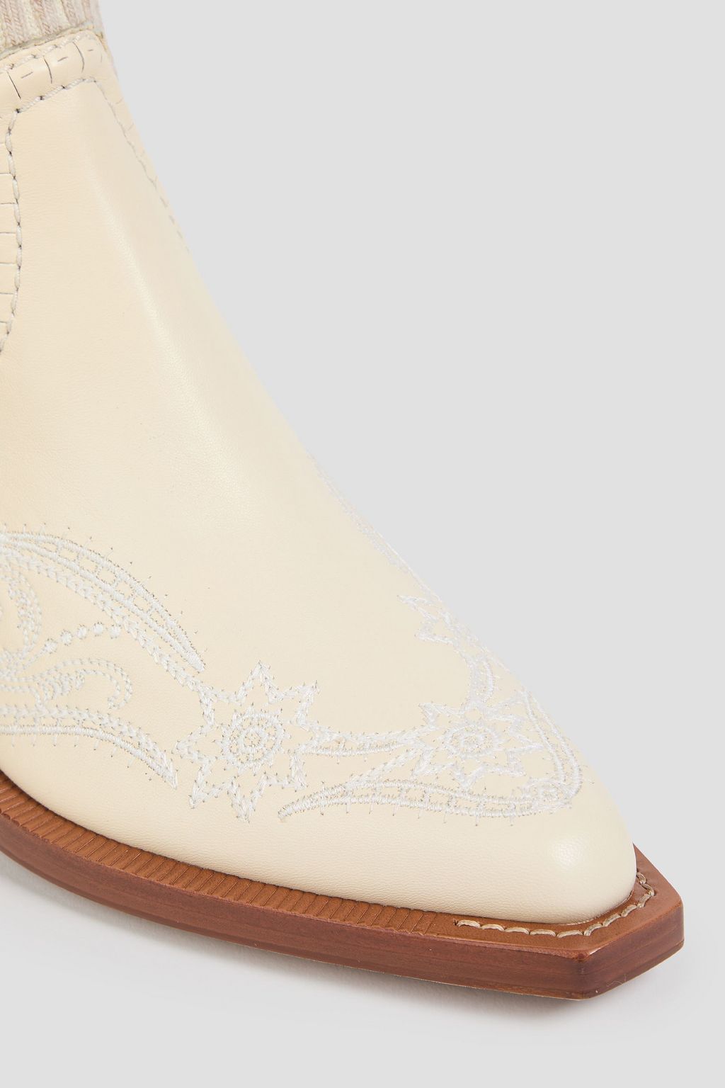 CHLOÉ Nellie ribbed-knit and leather cowboy boots