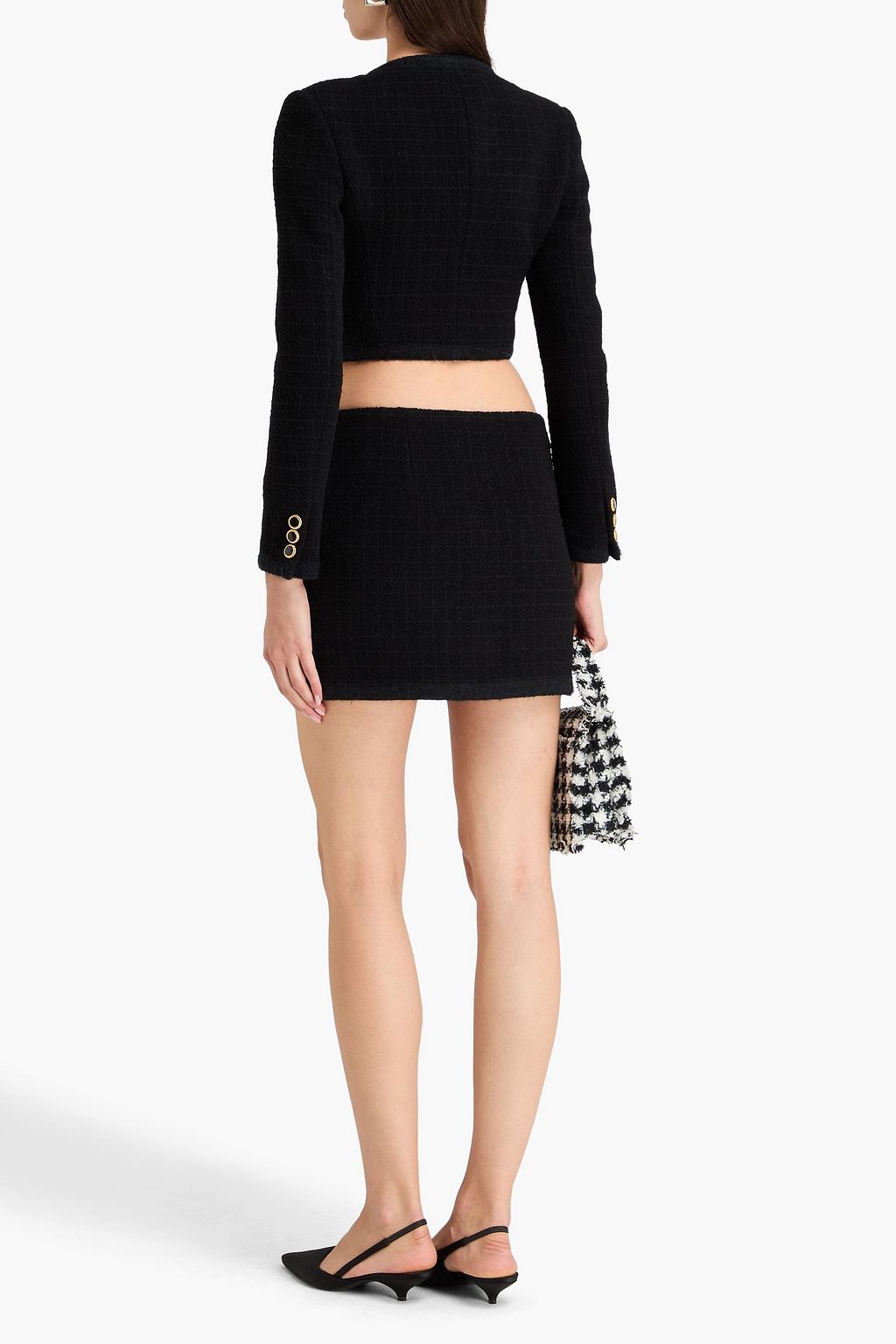 ALESSANDRA RICH Cropped wool-blend bouclé-tweed jacket