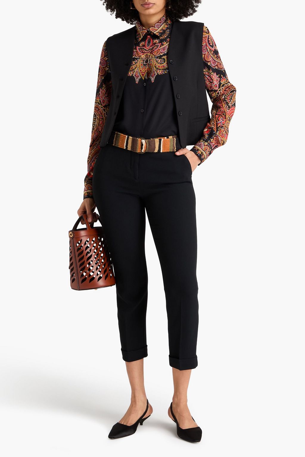ETRO Cropped crepe slim-leg pants