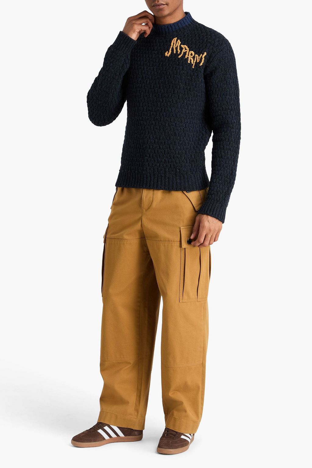 MARNI Embroidered wool mock-neck sweater
