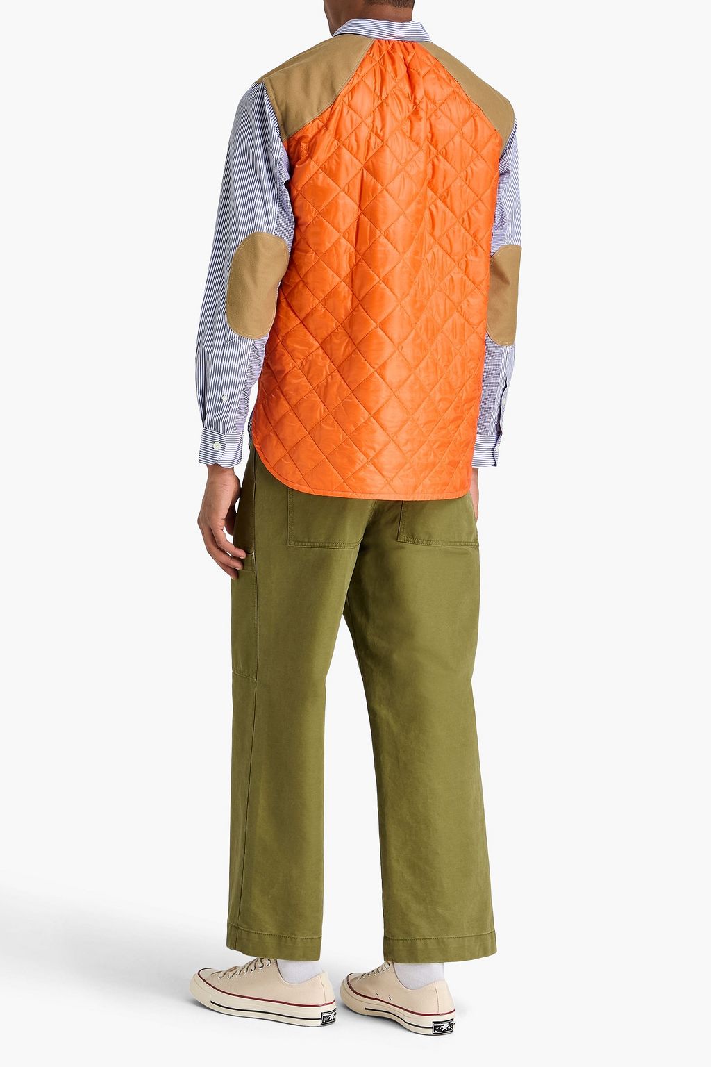 JUNYA WATANABE COMME DES GARÇONS Shell-paneled striped cotton-poplin shirt