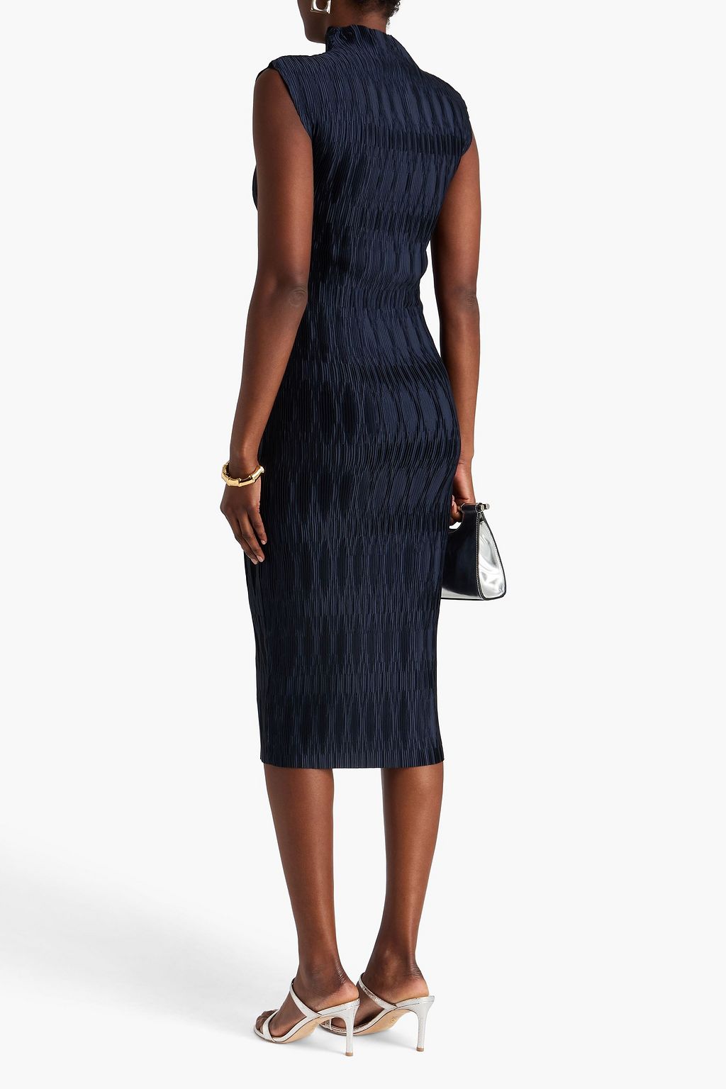 VERONICA BEARD Gramercy plissé crepe de chine midi dress