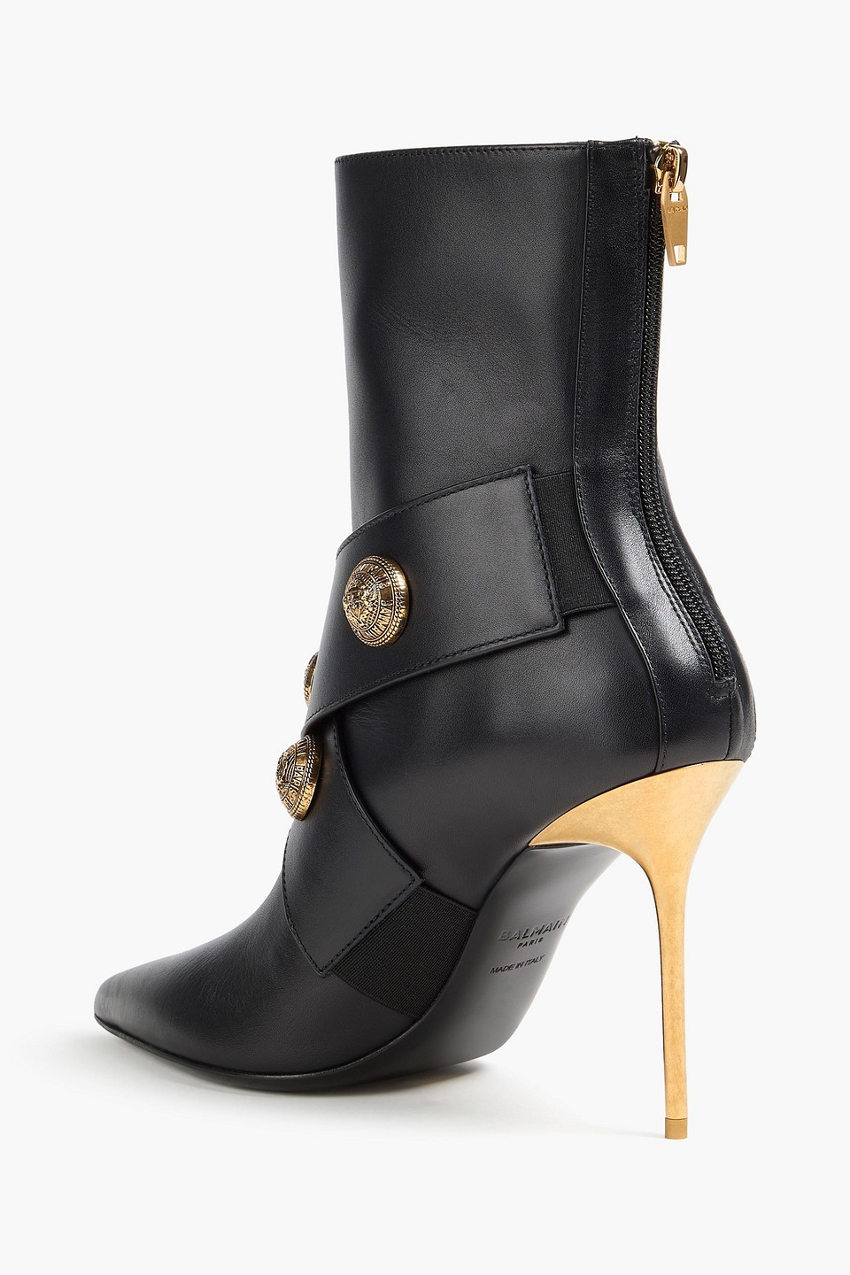  Balmain - Alma Embellished Leather Ankle Boots - Schwarz - Eu 38 