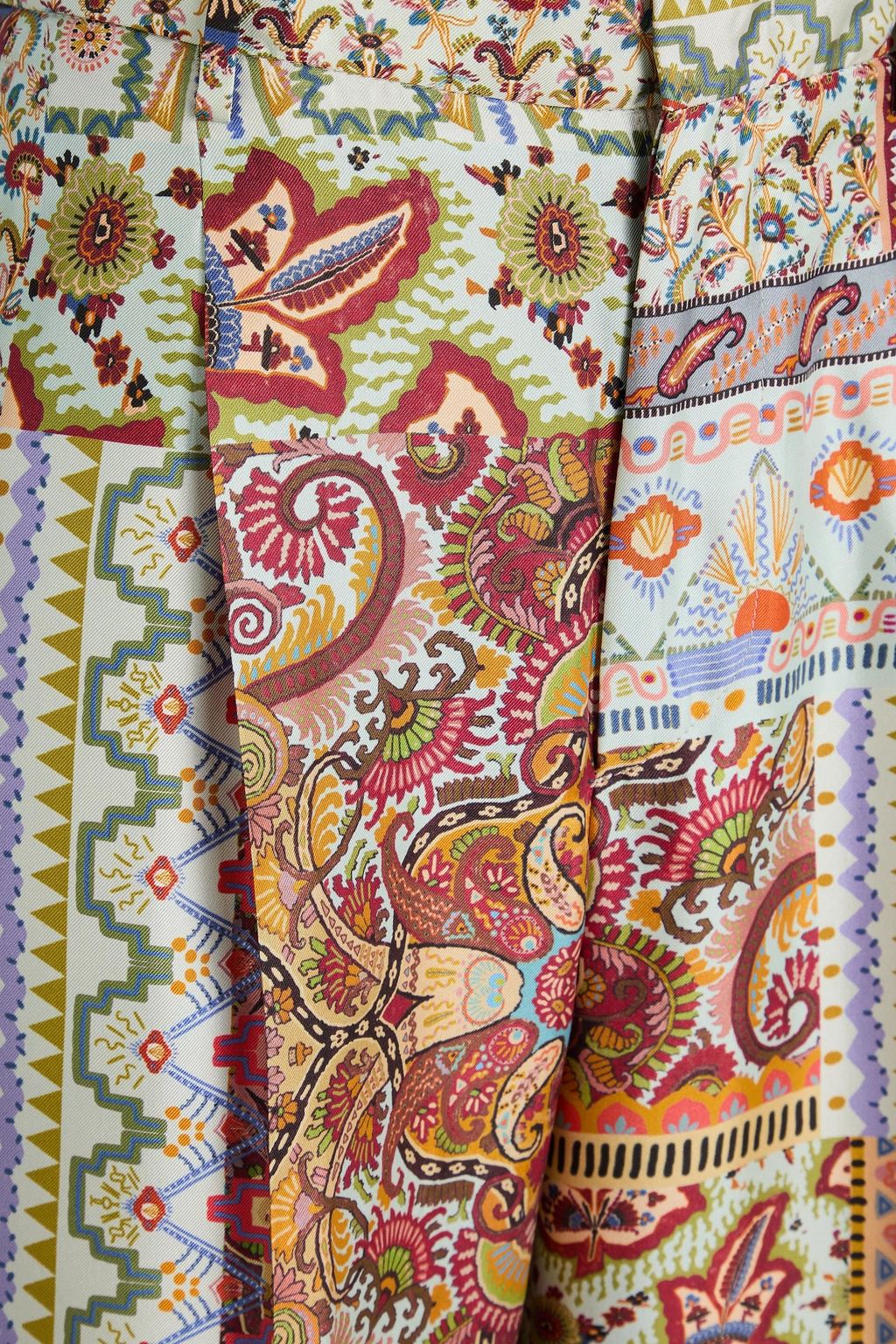 ETRO Cropped patchwork paisley-print silk-twill wide-leg pants