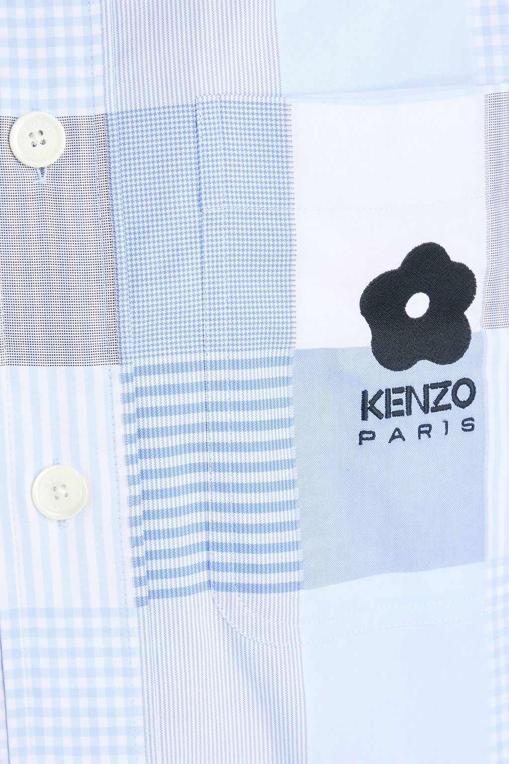 KENZO Patchwork-effect cotton-poplin shirt