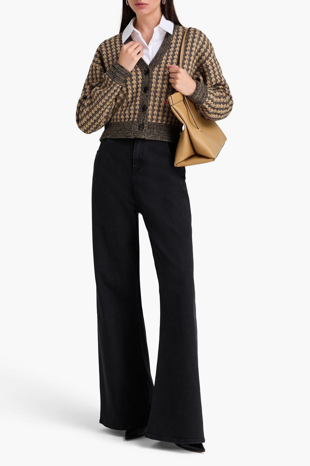 VICTORIA BECKHAM Jacquard-knit wool-blend cardigan