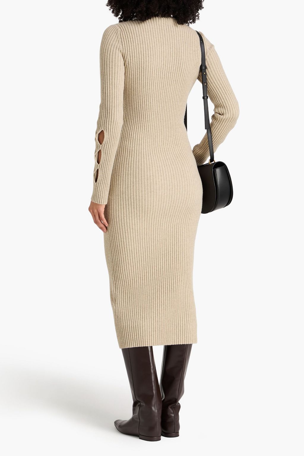 VICTORIA BECKHAM Ribbed wool-blend midi dress