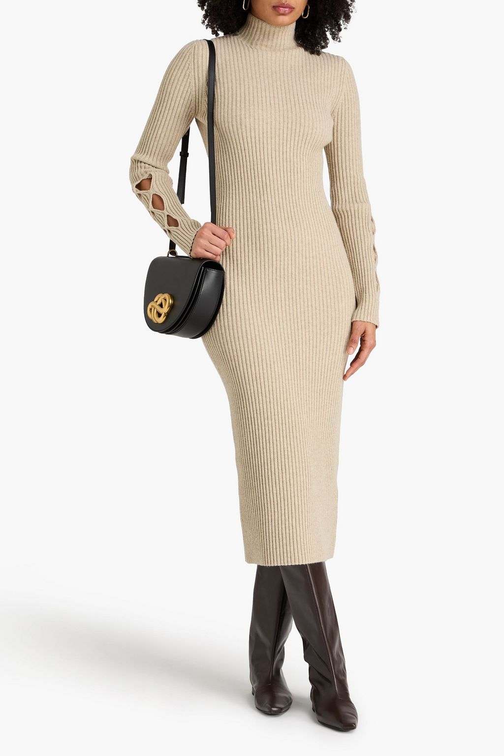 VICTORIA BECKHAM Ribbed wool-blend midi dress