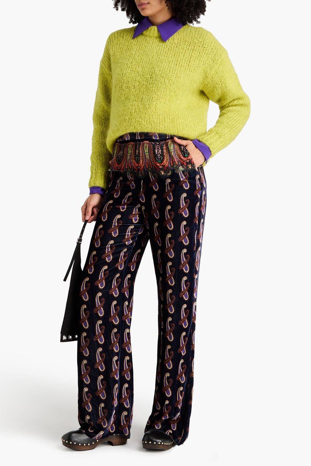 ETRO Paisley-print velvet wide-leg pants